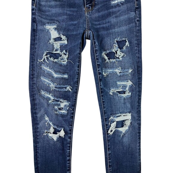 AMERICAN EAGLE Super Hi-Rise Jegging Women's 0 AEO Distressed Patched Jeans - Picture 5 of 14